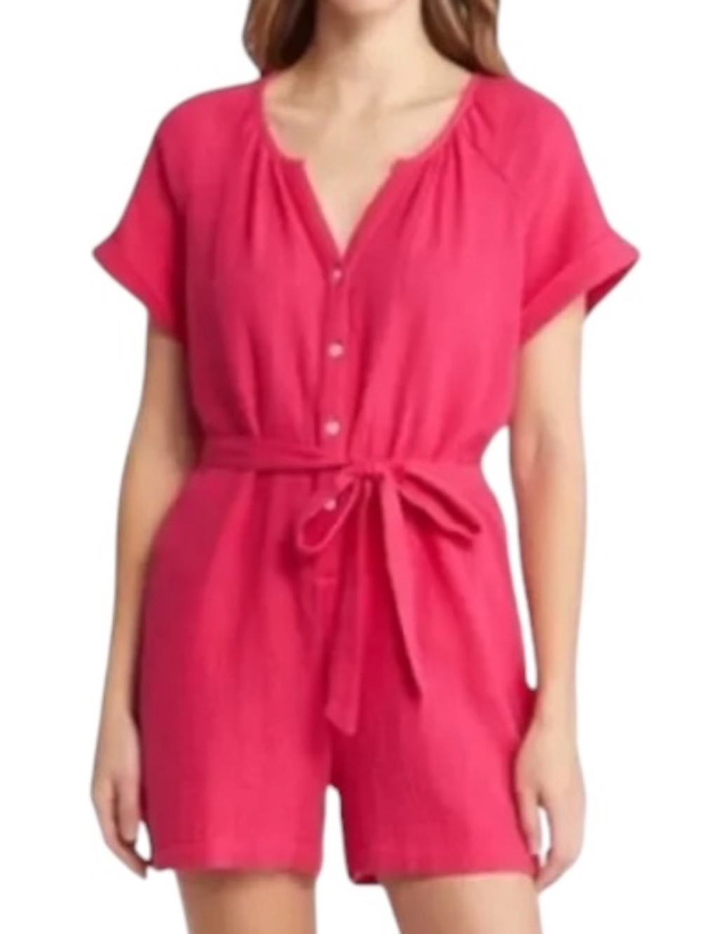 Tommy Bahama Coral Isle Cotton Romper XS Bright Rose Beach Vacation Coverup